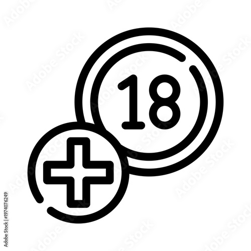 18plus line icon