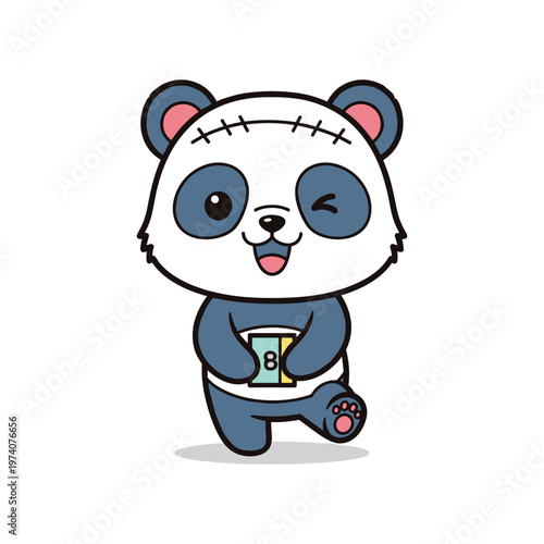 Panda Character Fun Number Eight Commercial Illustration