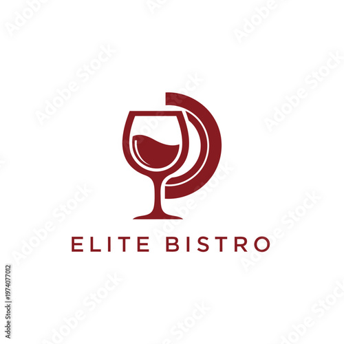 Elite Bistro Wine Glass Logo Design for Elegant Restaurant and Fine Dining Brand Identity.