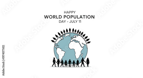 Happy World Population Day Illustration with Global Human Community.