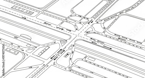 Complex Highway Interchange Blueprint Design.