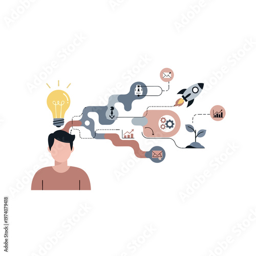 Man with creative thinking and ideas.