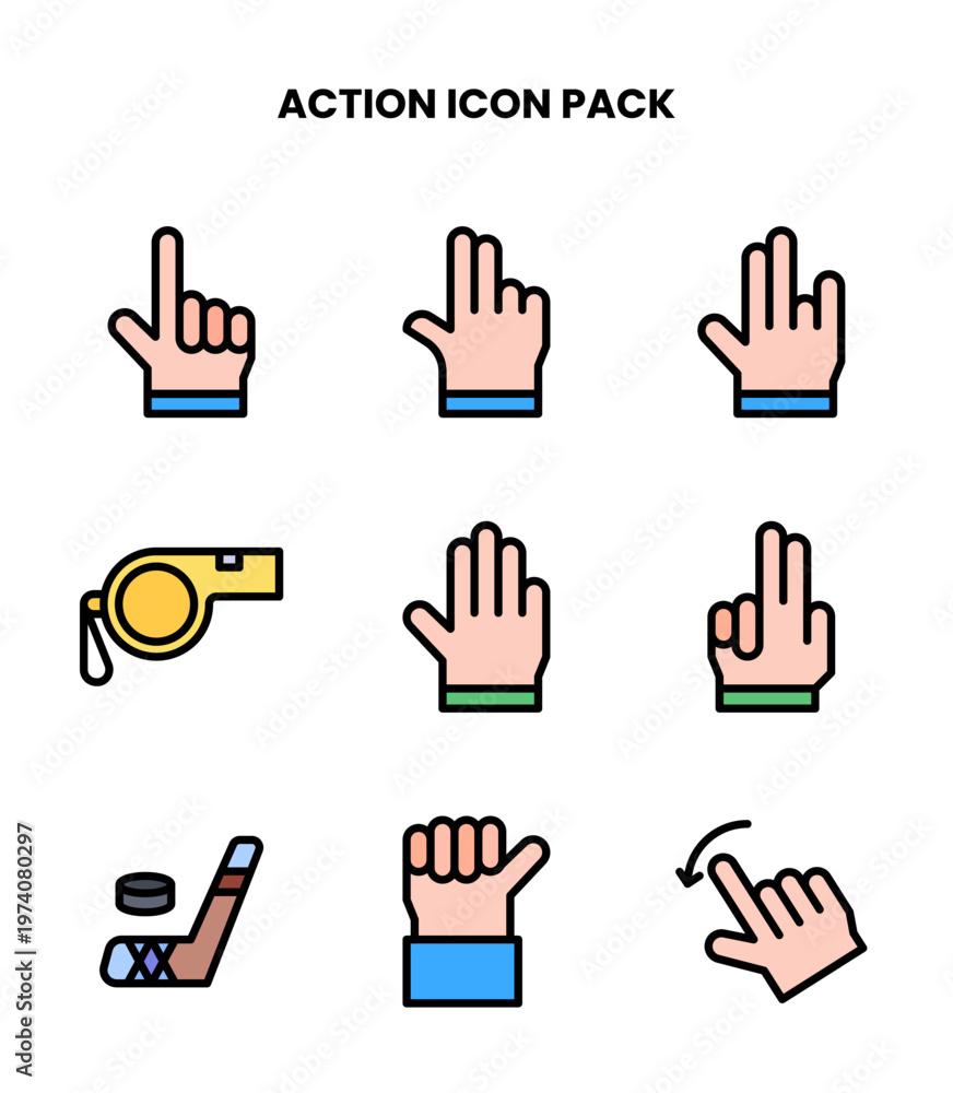 Fototapeta premium Action Lineal Color Scalable Icons Pack