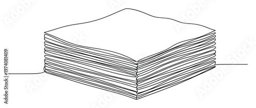 Abstract continuous line drawing illustrating a geometric stack of subtly waving layers, ideal for sophisticated marketing collateral and digital media applications.