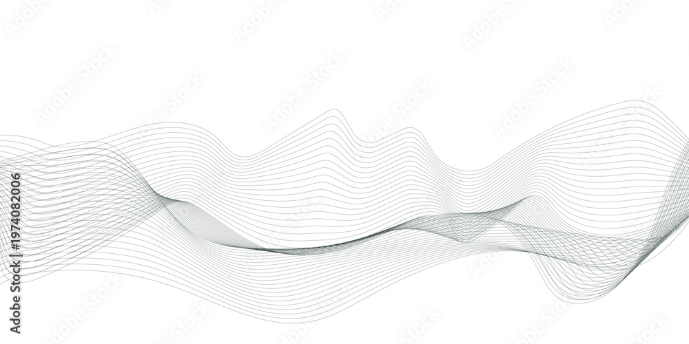 Fototapeta premium Dark green wavy lines on white background