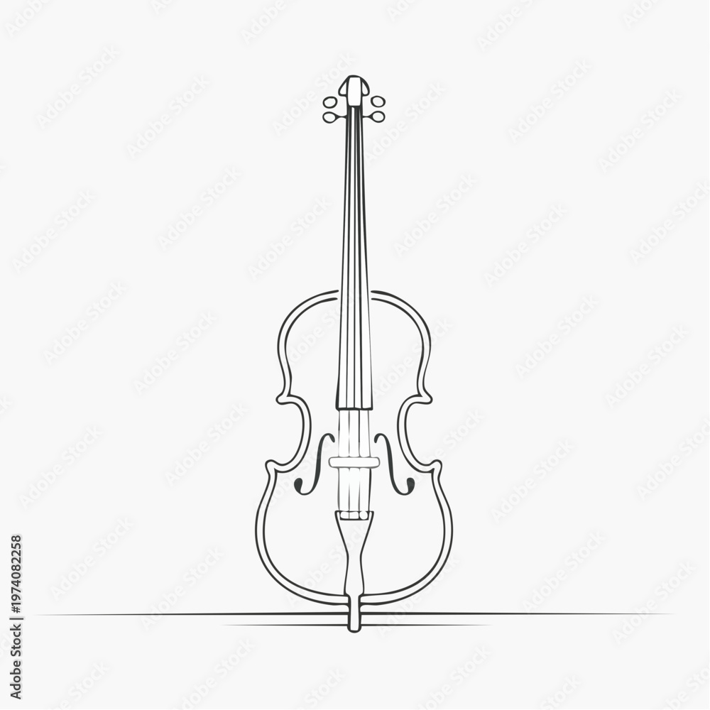 Fototapeta premium Elegant Line Art Illustration of a Classic Violin on a Simple Background