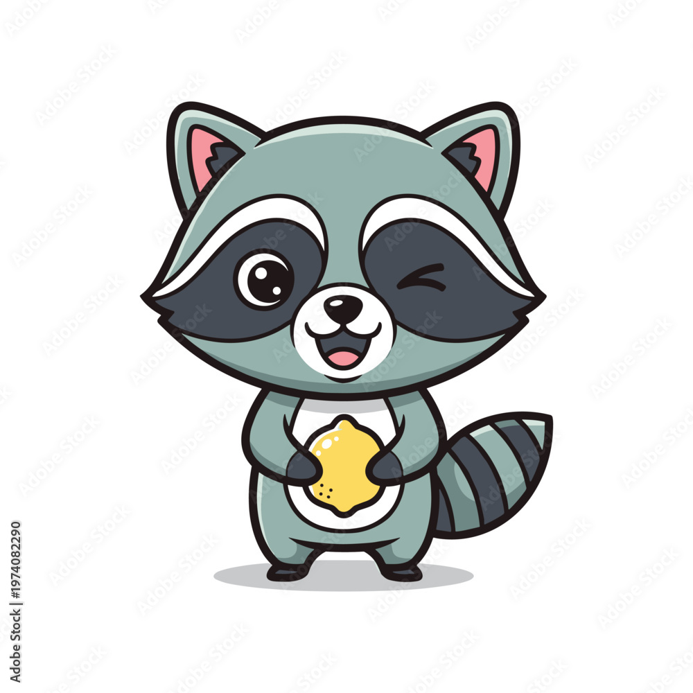 Fototapeta premium Raccoon Lemon Cute Mascot Commercial