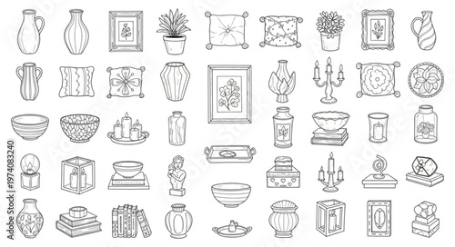 Collection of Vintage Decorative Objects and Vases.