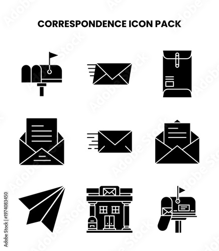 Correspondence Glyph Collection Icons Pack