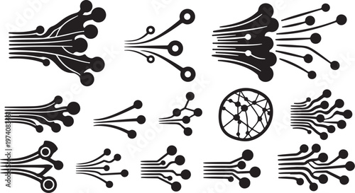 Abstract black and white line art design elements collection