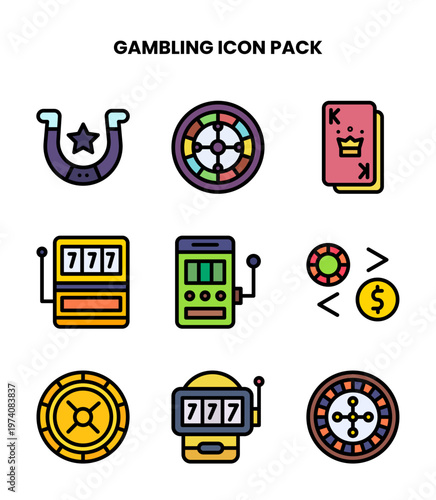 Gambling Lineal Color Set Icons Pack