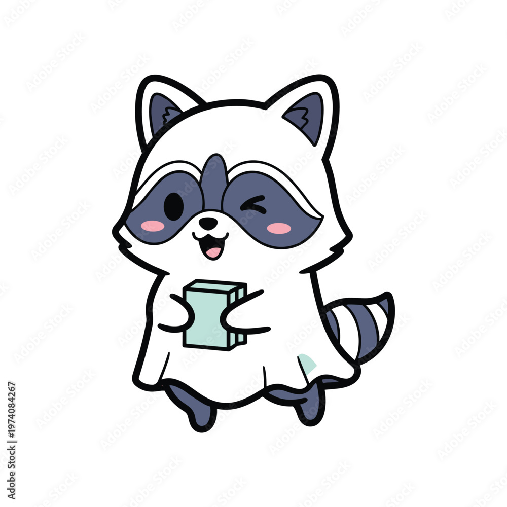 Fototapeta premium Raccoon Gift Cute Kawaii Commercial