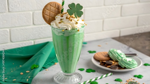 green freak shake, green milkshake, matcha shake, mint milkshake, pistachio shake, green smoothie dessert, creamy green drink, whipped cream topping, dessert milkshake, aesthetic shake, sweet beverage