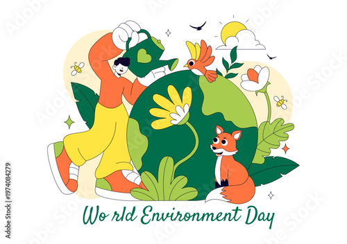 World Environment Day Vector Illustration Featuring Green Trees And Forest Plants For Saving Planet Earth Background Design