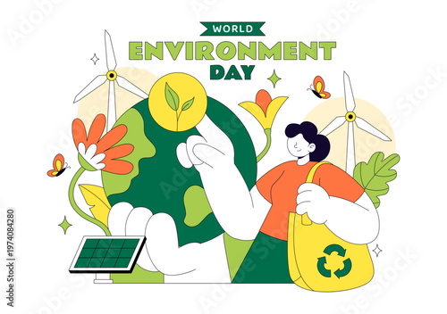 World Environment Day Vector Illustration Featuring Green Trees And Forest Plants For Saving Planet Earth Background Design