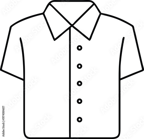 Relaxed Fit Mens Short Sleeve Collared Shirt Outline for Casual Summer Attire