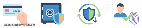 Secure financial transactions, protected data storage, robust system security, and reliable biometric access control concepts for modern digital services.