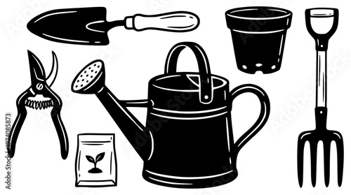 Gardening tools and equipment for planting and maintenance