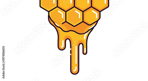 Sweet golden honey dripping from a honeycomb, a delicious and natural sweetener