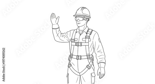 Construction worker in safety gear giving hand signals.
