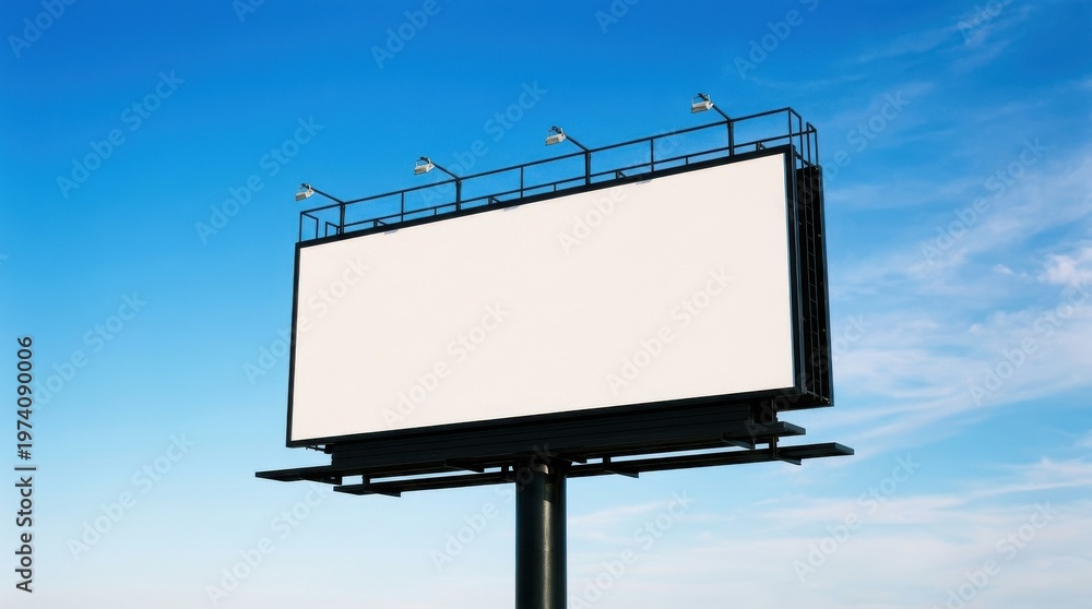 Obraz premium Blank billboard sign against a clear blue sky