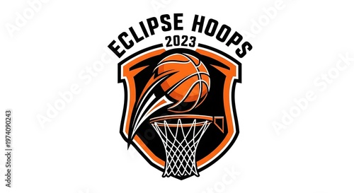 Basketball Logo Emblem for Eclipse Hoops 2023 Sports Branding