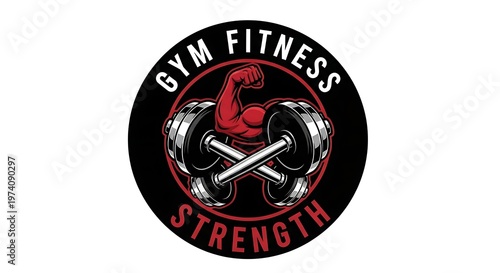 Modern Gym Fitness and Strength Badge Logo with Crossed Dumbbells