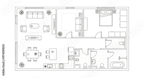 Detailed Floor Plan Depicting Interior Layout and Design Elements.