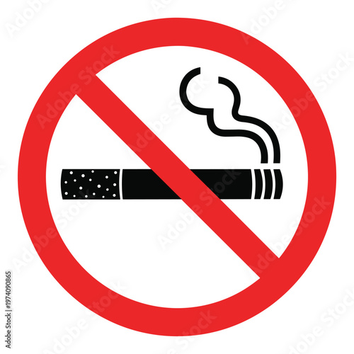 Universal no smoking symbol indicating a strict prohibition of tobacco use for health and safety across public areas like offices restaurants hospitals.