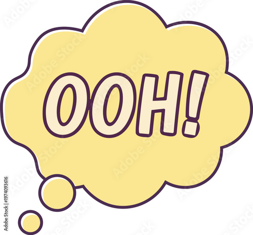 Oooh thought bubble, comic reaction text cloud illustration, retro cartoon pop art sticker with surprised expression isolated on white background