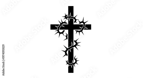 Black cross with thorns symbol.