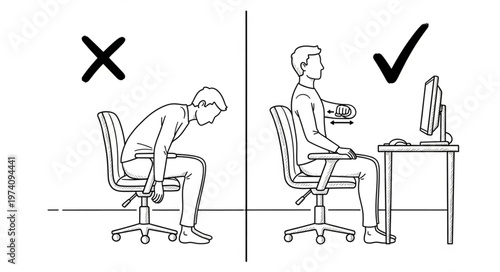 Correct Posture for Sitting at a Desk and Computer Use.