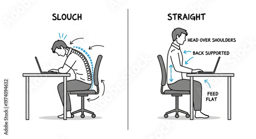 Correct Posture for Sitting at a Desk.