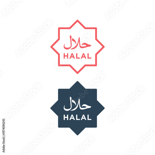 Halal logo vector. Food product dietary label for apps icons set