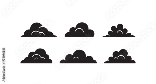 Stormy cloud silhouettes with artistic line details for dramatic sky illustrations and weather art