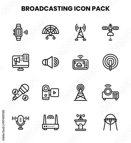 Broadcasting Line Icons Pack