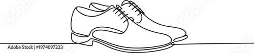 Classic men's shoes in continuous line art drawing style. Dress shoes minimalist black linear sketch isolated on white background. one line art icon drawing vector
