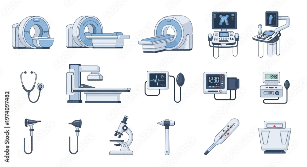 Fototapeta premium Medical equipment and devices collection.