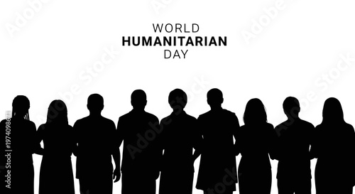 Silhouette of a diverse group of people standing together in solidarity.