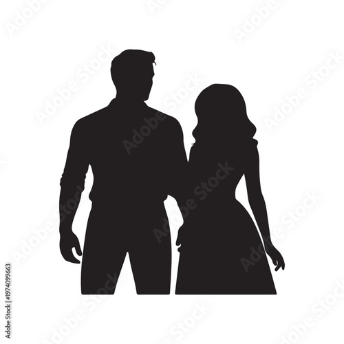 Man and woman silhouette vector flat illustration design.Adobe Illustrator Artwork