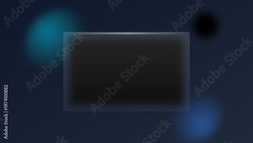 Dark background, glowing blue bokeh, rectangular gradient overlay, abstract design element, commercial backdrop