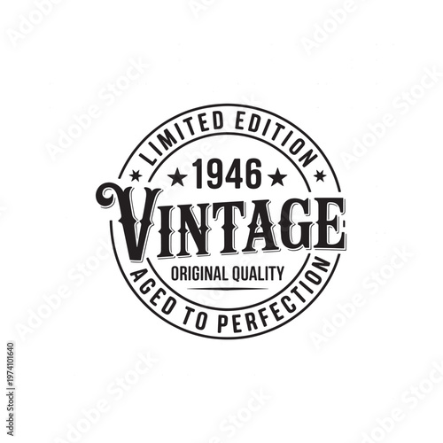 Vintage limited edition badge with the year 1946 and star details