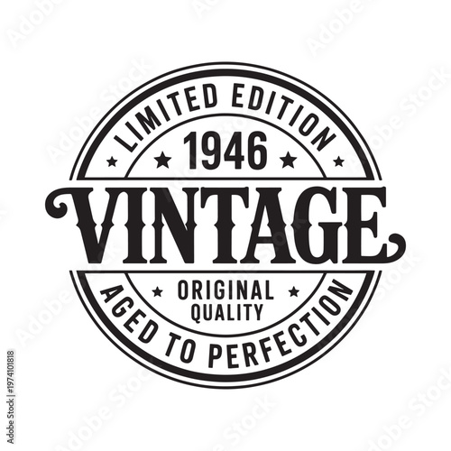 Vintage limited edition emblem featuring the year 1946 and ornate details