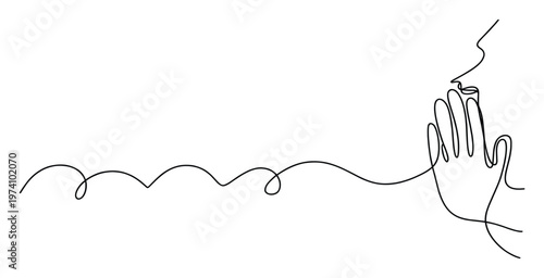 Elegant continuous line drawing depicting a hand whispering a secret into a profile face, symbolizing confidential communication and quiet connection, perfect for intimate message concepts.