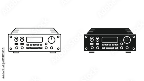 Vector illustration of two electronic device components in black and white