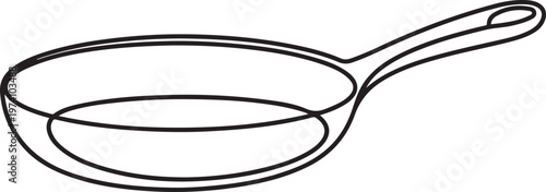 one continuous line drawing of big pan isolated on white background. one line art icon drawing vector