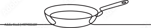 one continuous line drawing of big pan isolated on white background. one line art icon drawing vector
