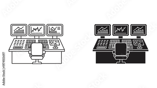 Trading Desk Monitors Charts Chair