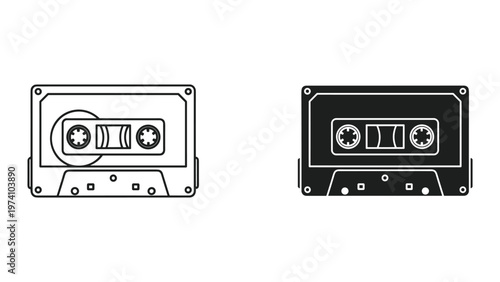 Cassette Tape Icons Retro Audio