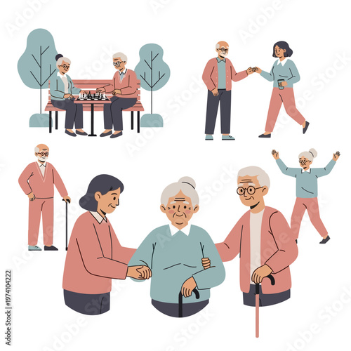 Elderly People Socializing and Supporting Each Other.